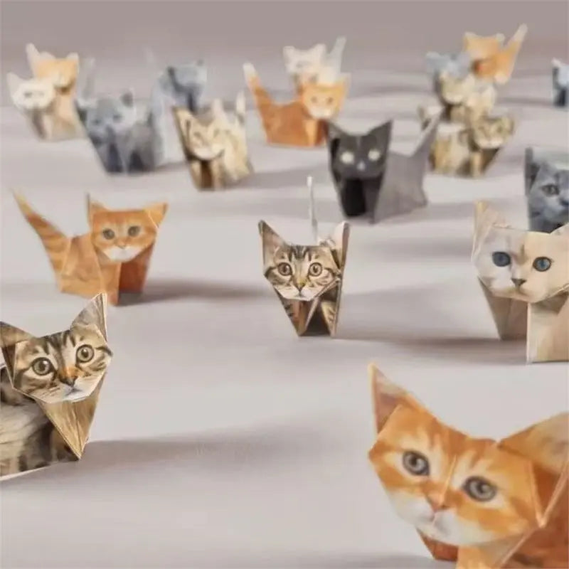 DIY Geometric Origami Kit for Kids Total 100 Sheets - Semi-Finished Cat and Dog Folding Craft Wholesale Hub