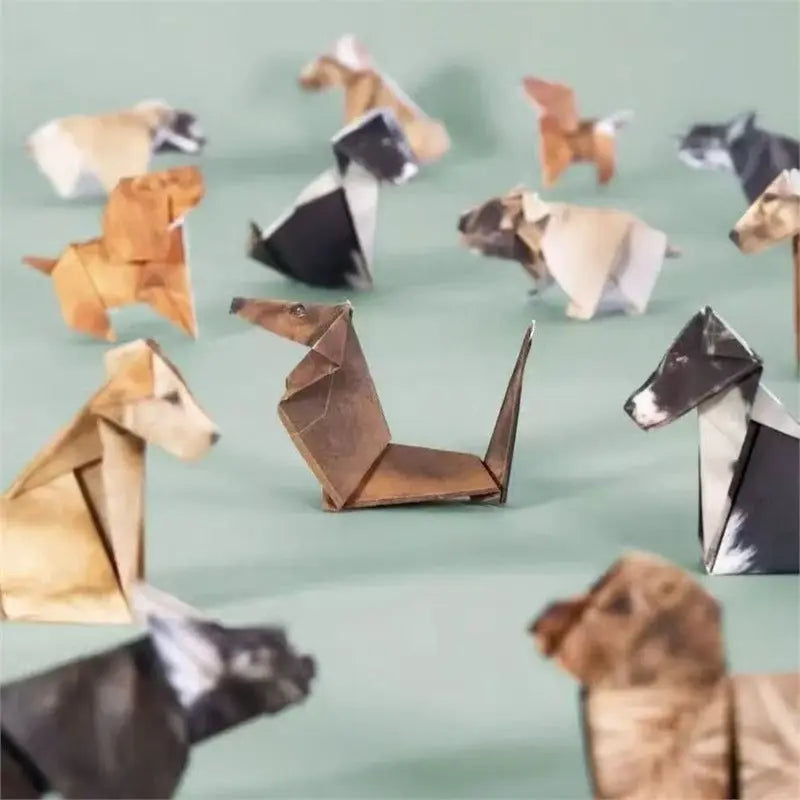 DIY Geometric Origami Kit for Kids Total 100 Sheets - Semi-Finished Cat and Dog Folding Craft Wholesale Hub