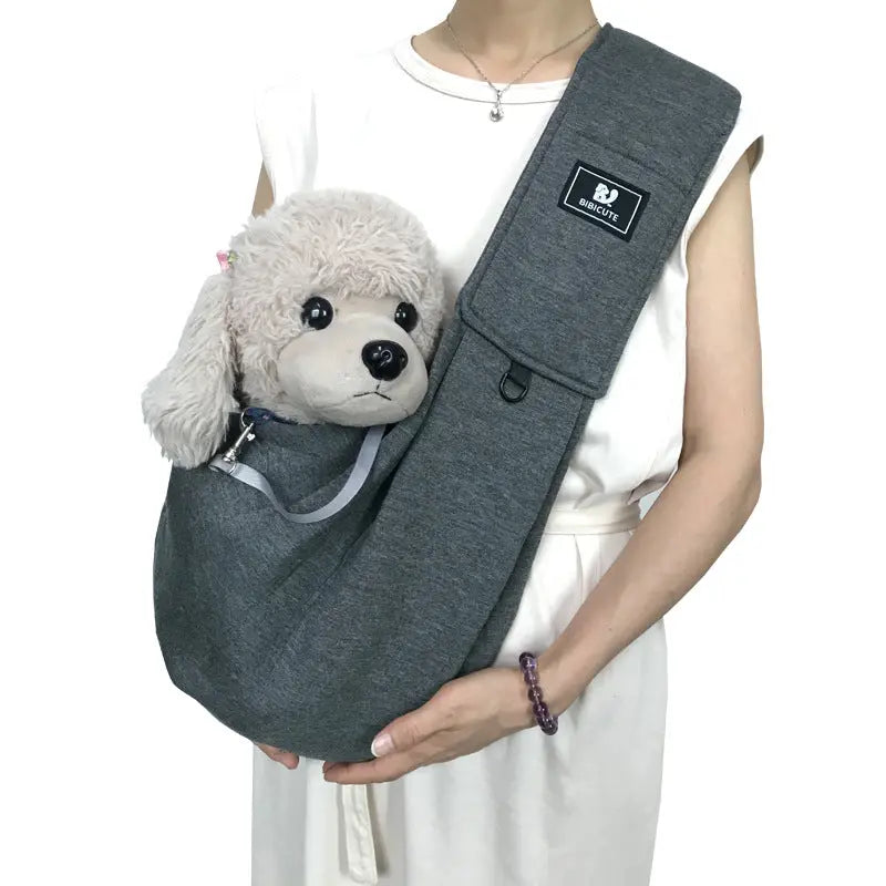 Dark Grey Adjustable Pet Carrier Sling Bag - Comfortable Wide Shoulder Strap Crossbody Tote for Cats and Small Dogs (Up to 13 lbs) Wholesale Hub