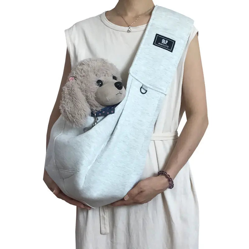 Light Grey Adjustable Pet Carrier Sling Bag - Comfortable Wide Shoulder Strap Crossbody Tote for Cats and Small Dogs (Up to 13 lbs) Wholesale Hub