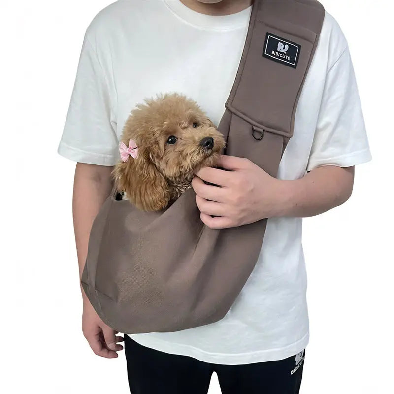 Coffee Adjustable Pet Carrier Sling Bag - Comfortable Wide Shoulder Strap Crossbody Tote for Cats and Small Dogs (Up to 13 lbs) Wholesale Hub