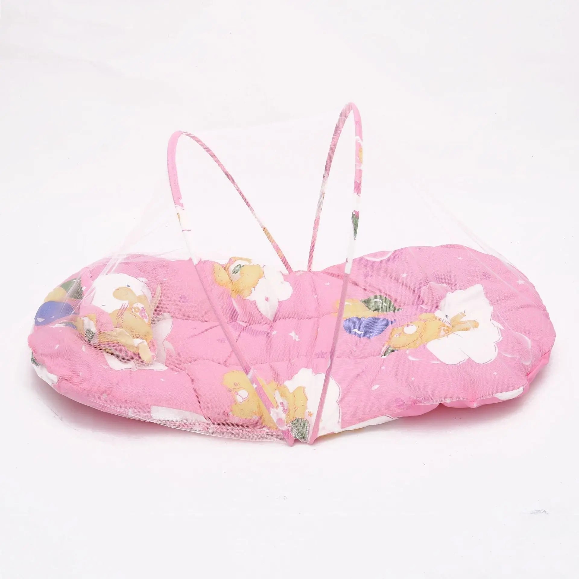 Pink Portable 3-in-1 Mosquito Net Set with Soft Sleep Pad & Pillow - Foldable Pop-Up Travel Bassinet for Infants, Breathable Shield for Indoor & Outdoor Use Wholesale Hub
