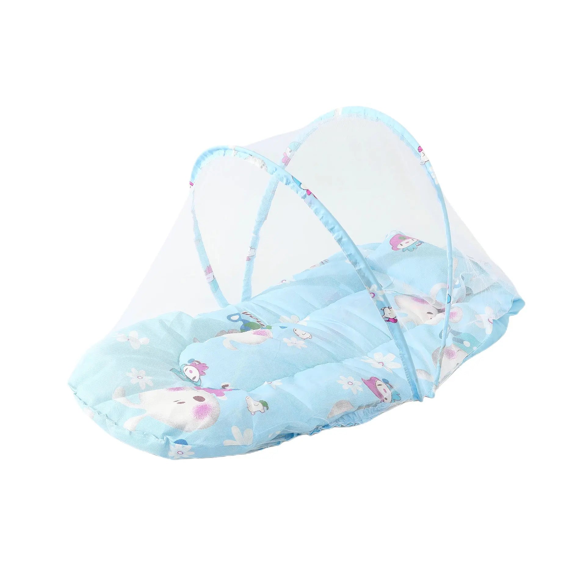 Blue Rabbit Portable 3-in-1 Mosquito Net Set with Soft Sleep Pad & Pillow - Foldable Pop-Up Travel Bassinet for Infants, Breathable Shield for Indoor & Outdoor Use Wholesale Hub