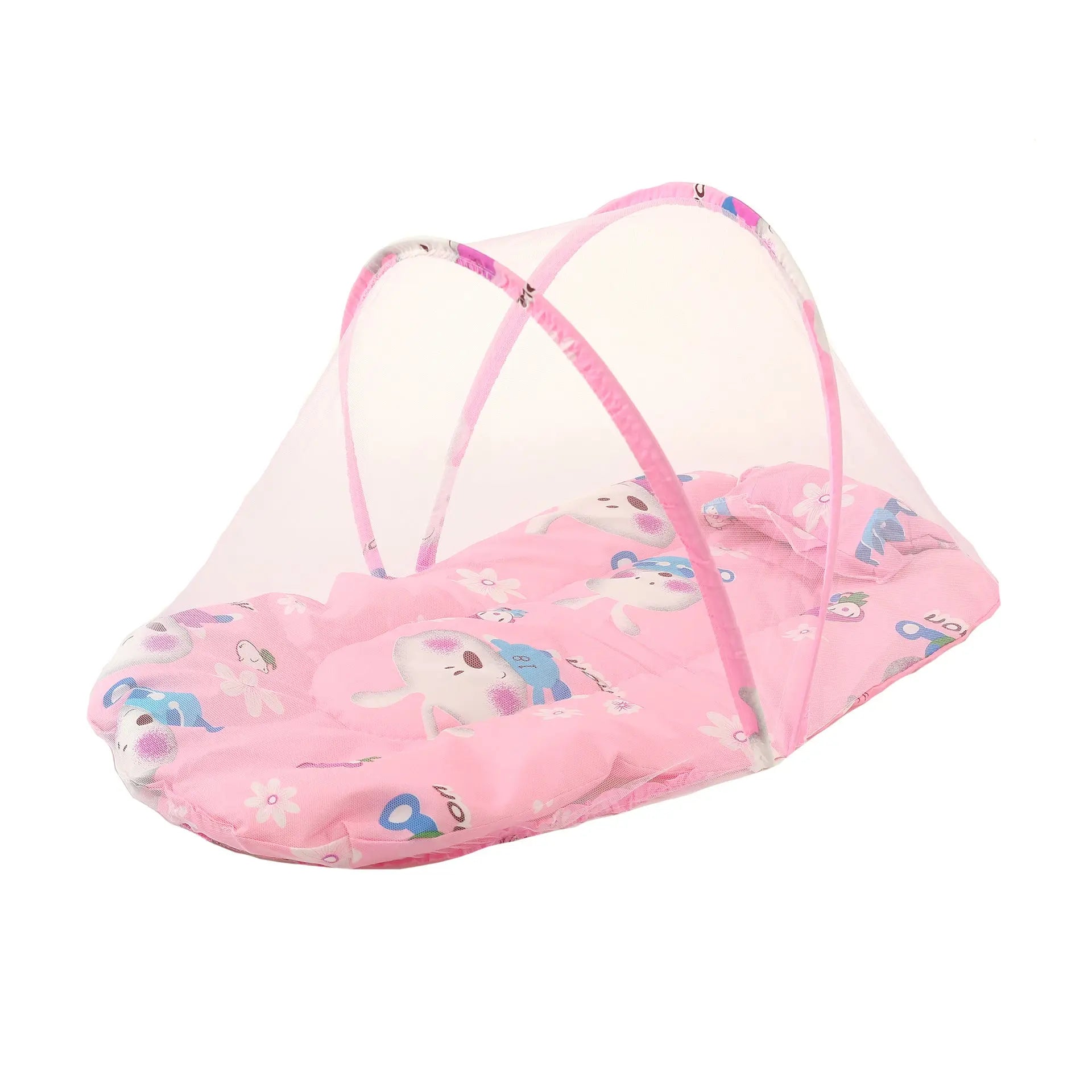 Pink Rabbit Portable 3-in-1 Mosquito Net Set with Soft Sleep Pad & Pillow - Foldable Pop-Up Travel Bassinet for Infants, Breathable Shield for Indoor & Outdoor Use Wholesale Hub