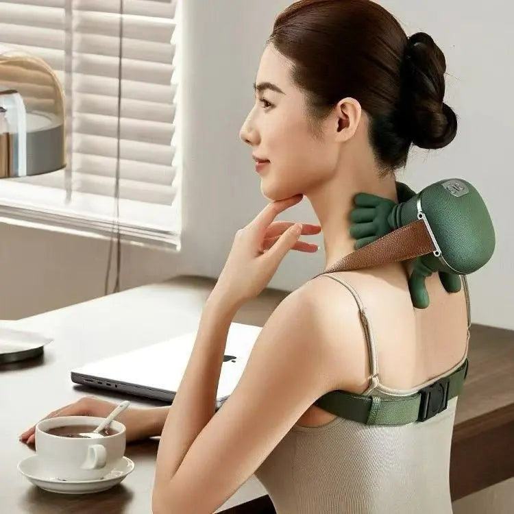 Wireless 4D Bionic 10-Fingers Shoulder & Neck Massager - EMS Micro-current & Vibration Neck Reliever with 2-Level Red Light Heat Wholesale Hub