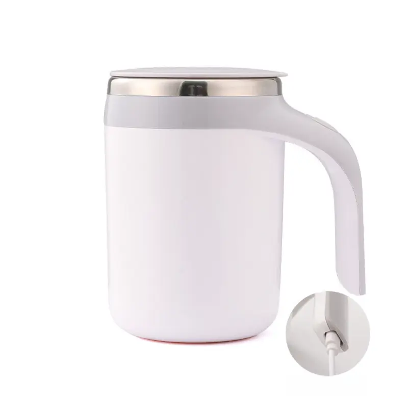 380ML White Magnetic Self-Stirring Coffee Mug - USB Charging, Leak-Proof Stainless Steel Electric Mixer Cup for Coffee & Milk Wholesale Hub