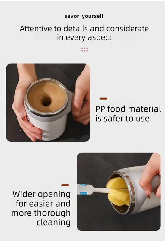 380ML White Magnetic Self-Stirring Coffee Mug - USB Charging, Leak-Proof Stainless Steel Electric Mixer Cup for Coffee & Milk Wholesale Hub