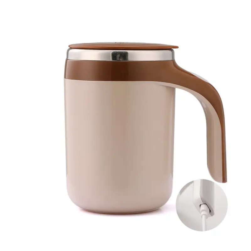 380ML Coffee-Brown Magnetic Self-Stirring Coffee Mug - USB Charging, Leak-Proof Stainless Steel Electric Mixer Cup for Coffee & Milk Wholesale Hub