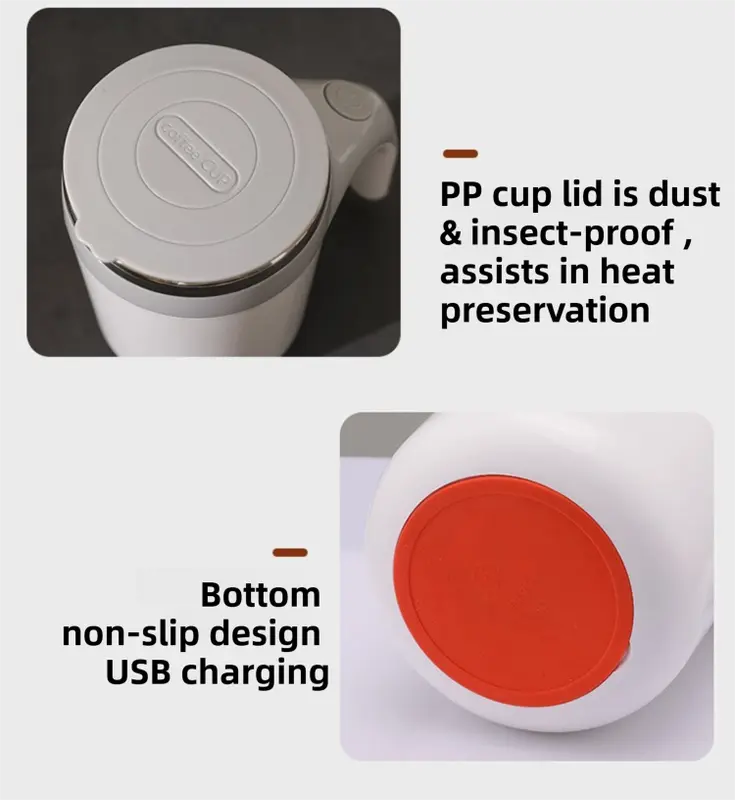 380ML Coffee-Brown Magnetic Self-Stirring Coffee Mug - USB Charging, Leak-Proof Stainless Steel Electric Mixer Cup for Coffee & Milk Wholesale Hub