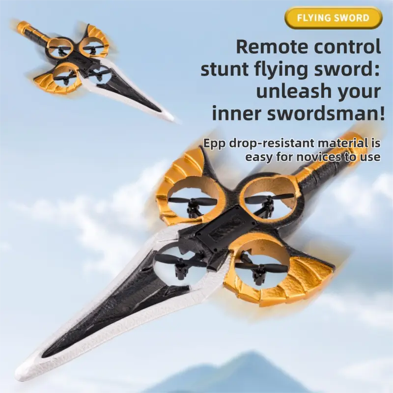 L36 Remote Control Flying Stunt Sword with 360° Flip & One-Key Takeoff - Fully Guarded Propellers and LED Night Lights for Safety & 4-Turbofan High Power Motor (2 Battery Included) Wholesale Hub