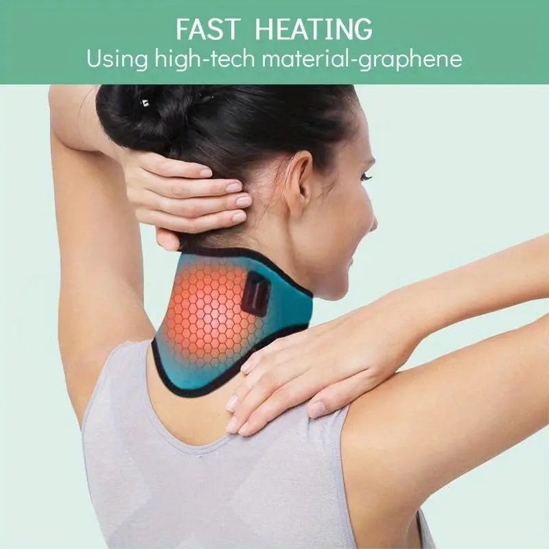 Green USB Electric Heated Neck Brace with 3-Level Temperature - Portable Wormwood Hot Compress Cervical Support Wrap for Pain Relief Wholesale Hub