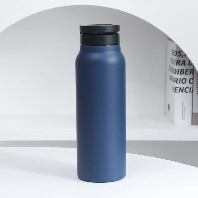 Dark Blue 24oz Stainless Steel Insulated Water Bottle With 90° Adjustable Vertical/Horizontal Magnetic Phone Holder - Ringo Style Magnetic Lid Sport Flask Wholesale Hub