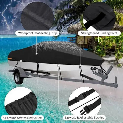 Sliver Heavy-Duty V-Hull Shield for 11 to 13 FT Yachts - All-Weather Water / Dust / UV Resistant 190T Silver Coated Marine Protector Wholesale Hub