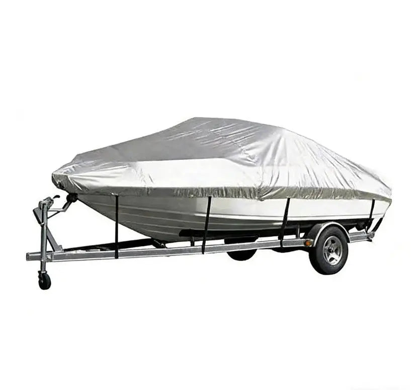 Sliver Heavy-Duty V-Hull Shield for 14 to 16 FT Yachts - All-Weather Water / Dust / UV Resistant 190T Silver Coated Marine Protector Wholesale Hub