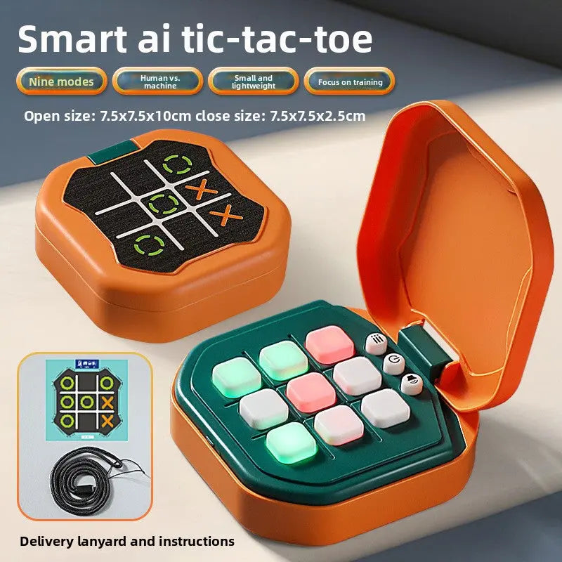 2 Pack Orange AI Tic-Tac-Toe Handheld Game Electronic Logic Training Machine with 9 Game Modes and Light-up Buttons for Kids Age 3+ Australian Home Travel Wholesale Hub