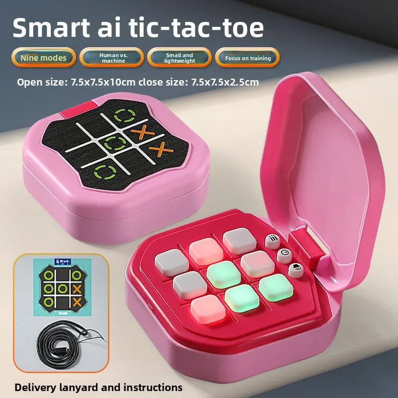 2 Pack Pink AI Tic-Tac-Toe Handheld Game Electronic Logic Training Machine with 9 Game Modes and Light-up Buttons for Kids Age 3+ Australian Home Travel Wholesale Hub