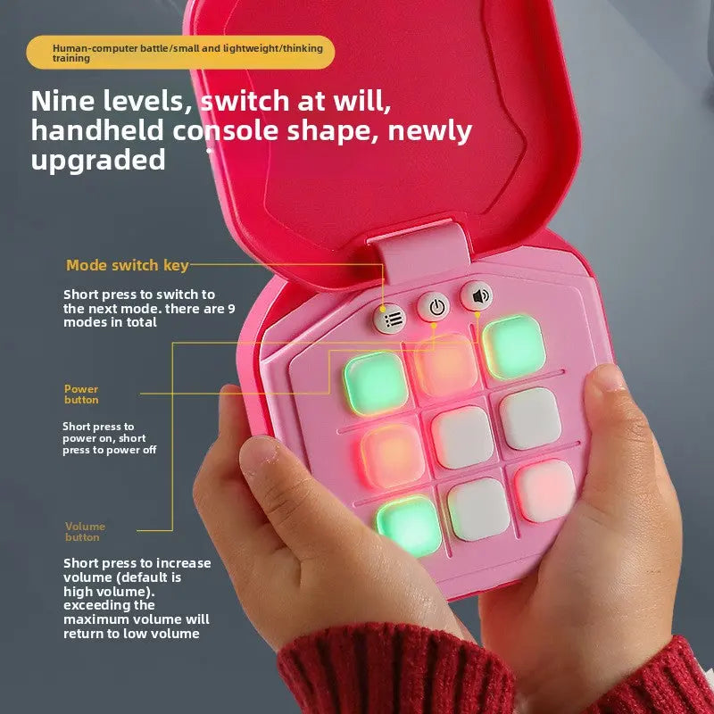 2 Pack Pink AI Tic-Tac-Toe Handheld Game Electronic Logic Training Machine with 9 Game Modes and Light-up Buttons for Kids Age 3+ Australian Home Travel Wholesale Hub