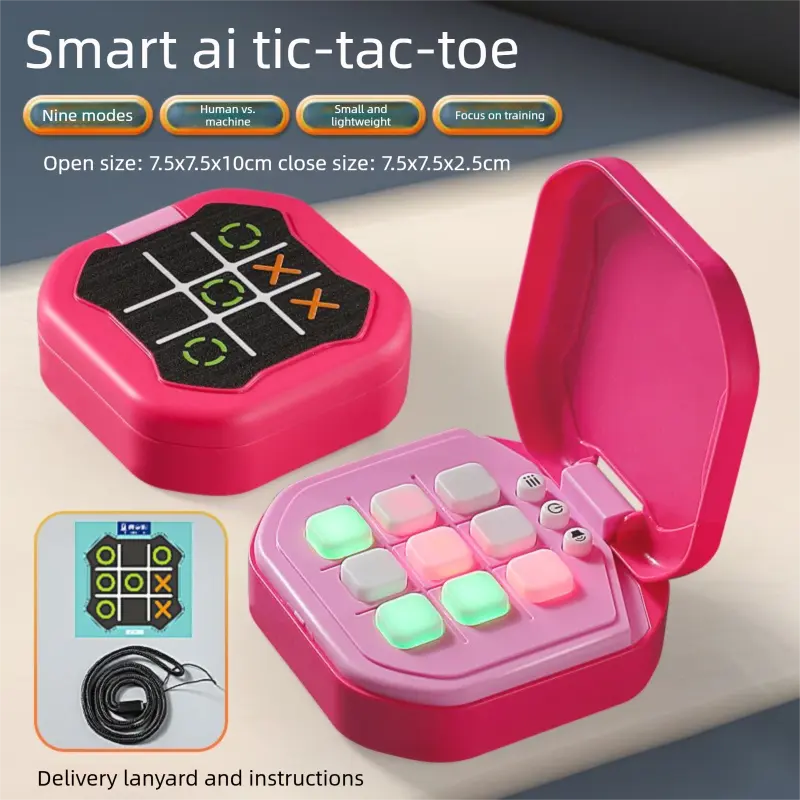 2 Pack Red AI Tic-Tac-Toe Handheld Game Electronic Logic Training Machine with 9 Game Modes and Light-up Buttons for Kids Age 3+ Australian Home Travel Wholesale Hub