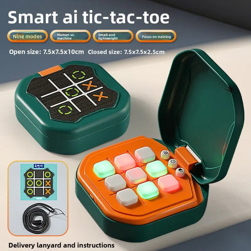 2 Pack Green AI Tic-Tac-Toe Handheld Game Electronic Logic Training Machine with 9 Game Modes and Light-up Buttons for Kids Age 3+ Australian Home Travel Wholesale Hub