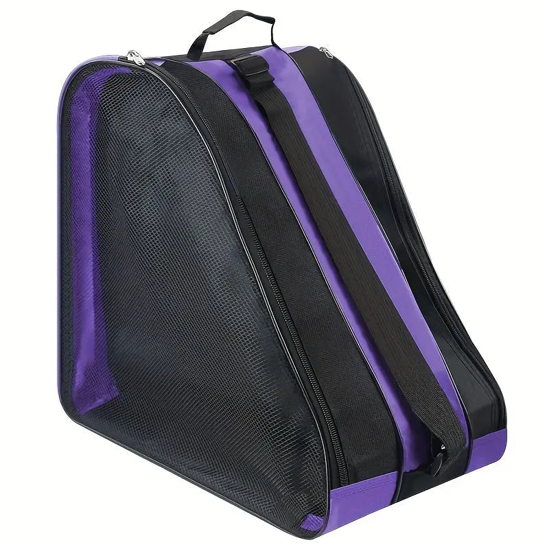 Purple 3-Compartment Roller Skate Bag Breathable Mesh Ice Skate Carrier with Adjustable Shoulder Strap for Kids and Adults Australian Sports Accessories Wholesale Hub