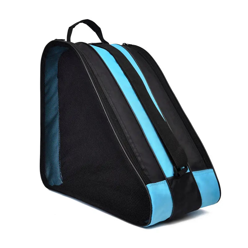 Peacock blue 3-Compartment Roller Skate Bag Breathable Mesh Ice Skate Carrier with Adjustable Shoulder Strap for Kids and Adults Australian Sports Accessories Wholesale Hub