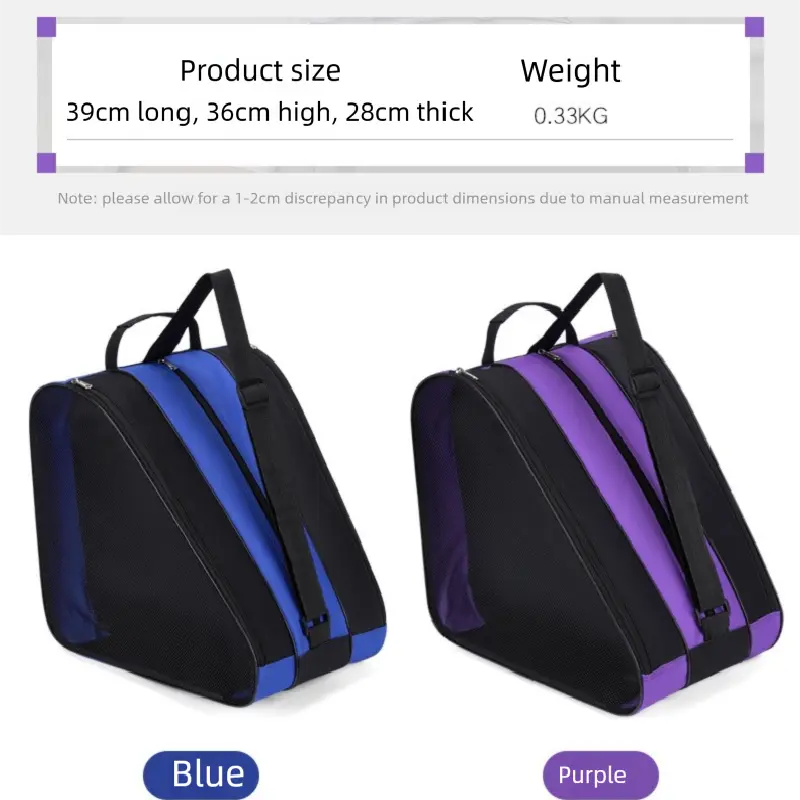 Peacock blue 3-Compartment Roller Skate Bag Breathable Mesh Ice Skate Carrier with Adjustable Shoulder Strap for Kids and Adults Australian Sports Accessories Wholesale Hub