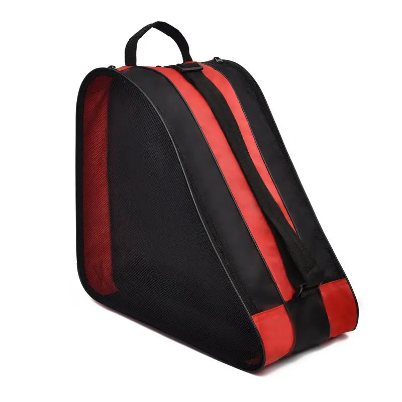 Red 3-Compartment Roller Skate Bag Breathable Mesh Ice Skate Carrier with Adjustable Shoulder Strap for Kids and Adults Australian Sports Accessories Wholesale Hub