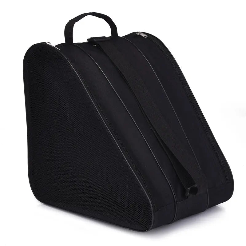 Black 3-Compartment Roller Skate Bag Breathable Mesh Ice Skate Carrier with Adjustable Shoulder Strap for Kids and Adults Australian Sports Accessories Wholesale Hub