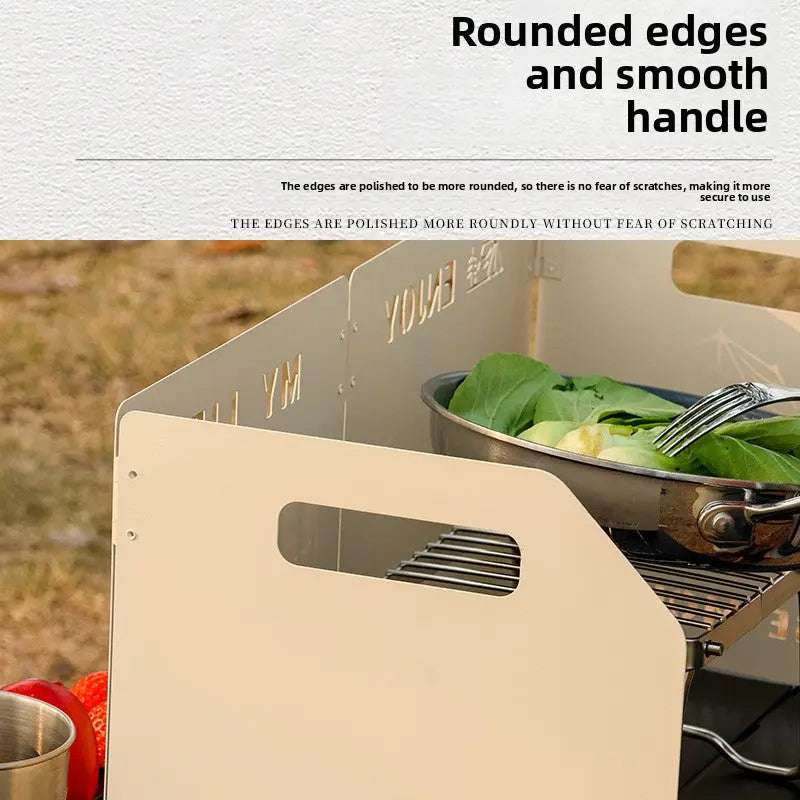 Orange Heavy-Duty 4-Fold Camping Stove Windshield Portable Steel Wind Deflector for Outdoor Cooking and Picnics with Storage Bag Wholesale Hub