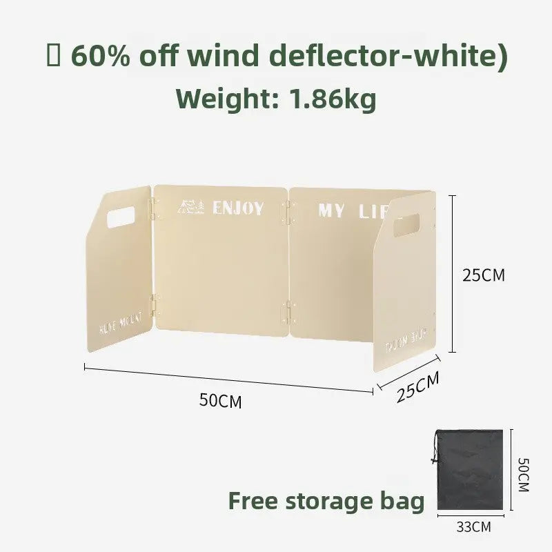White Heavy-Duty 4-Fold Camping Stove Windshield Portable Steel Wind Deflector for Outdoor Cooking and Picnics with Storage Bag Wholesale Hub