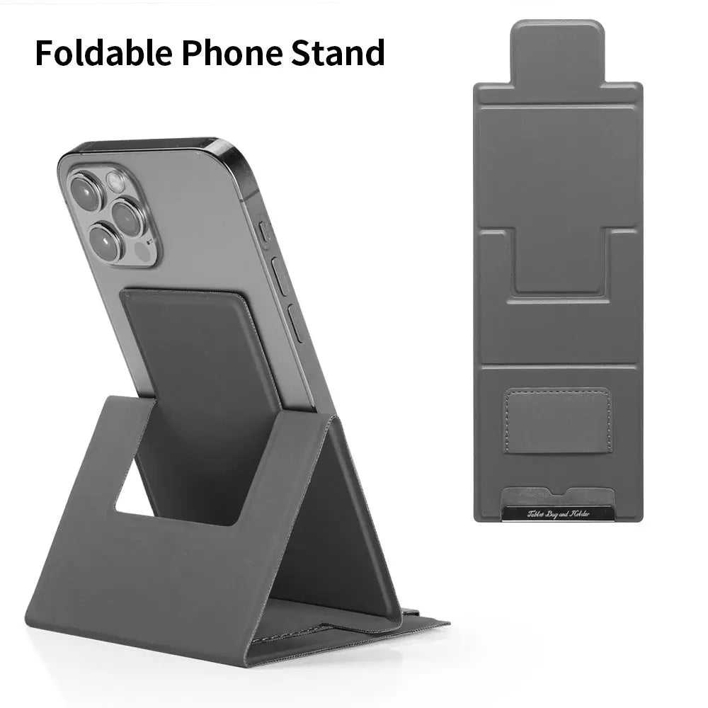 2-PCS Brown Portable Foldable Phone Stand with Card Holder – Compact Desktop Mobile Phone Holder for Home, Office, and Travel Use Wholesale Hub