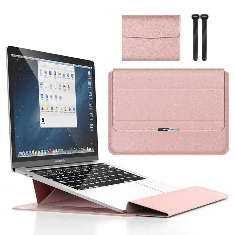 Rose gold 3-in-1 Laptop Sleeve with Built-In Stand & Wrist Rest – Waterproof PU Protective Case for 15/16 Inch Laptops, Portable and Ergonomic Design Wholesale Hub