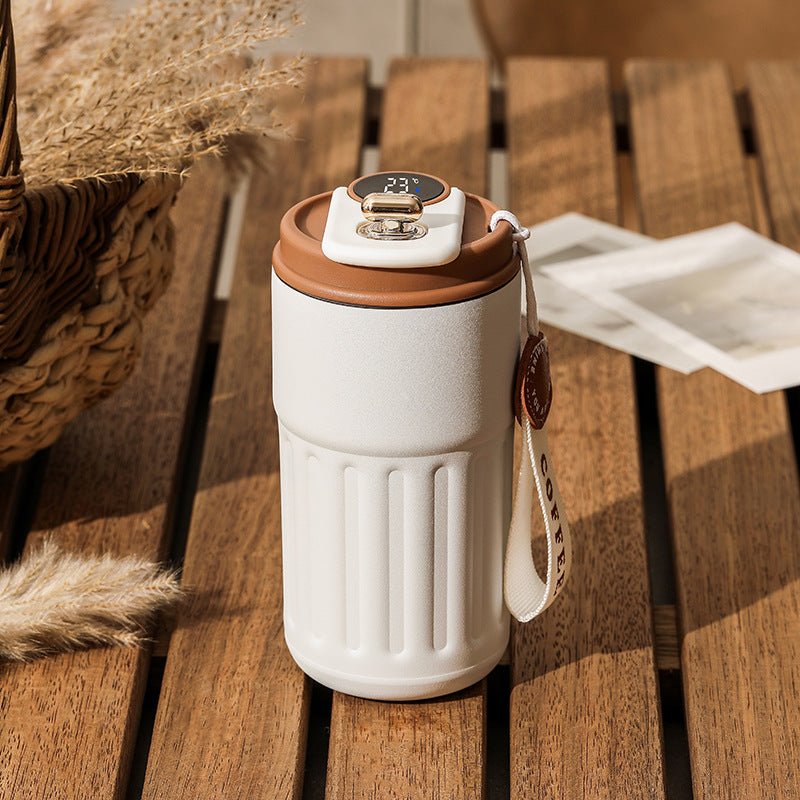 Coffee color Smart Digital Insulated Coffee Mug with 316 Stainless Steel Inner Liner – Vacuum-Sealed Travel Tumbler with Temperature Display, USB-C Rechargeable, Leak-Proof Lid for Hot and Cold Beverages Wholesale Hub