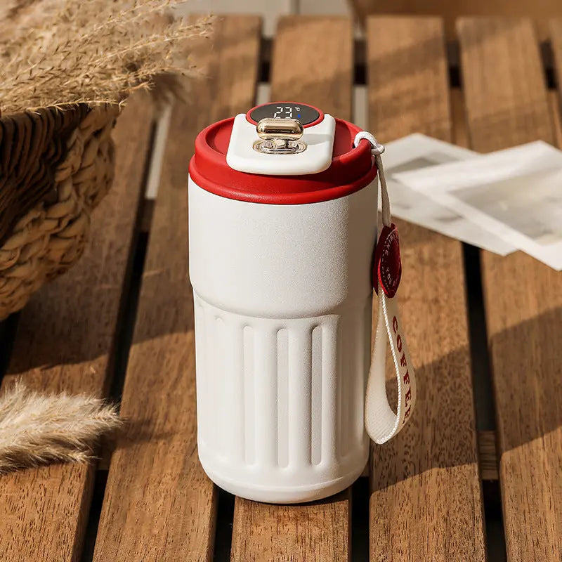 Red Smart Digital Insulated Coffee Mug with 316 Stainless Steel Inner Liner – Vacuum-Sealed Travel Tumbler with Temperature Display, USB-C Rechargeable, Leak-Proof Lid for Hot and Cold Beverages Wholesale Hub