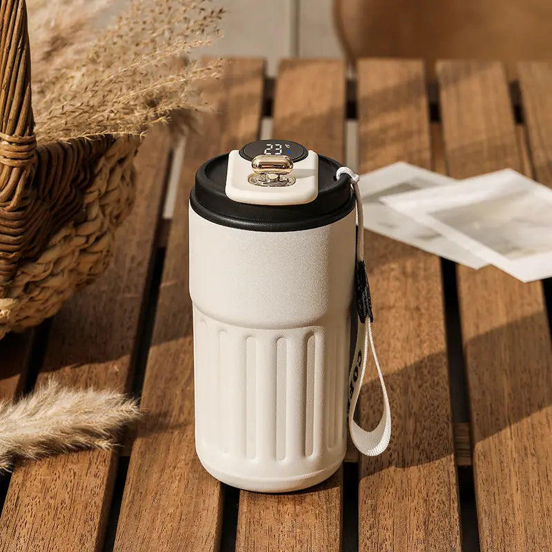 Black Smart Digital Insulated Coffee Mug with 316 Stainless Steel Inner Liner – Vacuum-Sealed Travel Tumbler with Temperature Display, USB-C Rechargeable, Leak-Proof Lid for Hot and Cold Beverages Wholesale Hub