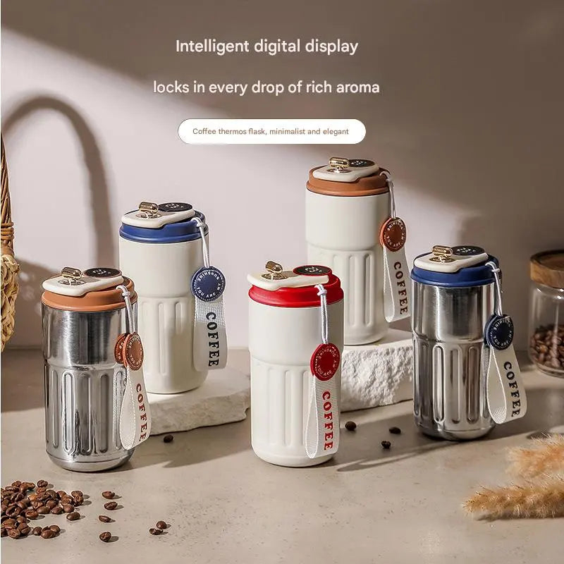 Black Smart Digital Insulated Coffee Mug with 316 Stainless Steel Inner Liner – Vacuum-Sealed Travel Tumbler with Temperature Display, USB-C Rechargeable, Leak-Proof Lid for Hot and Cold Beverages Wholesale Hub