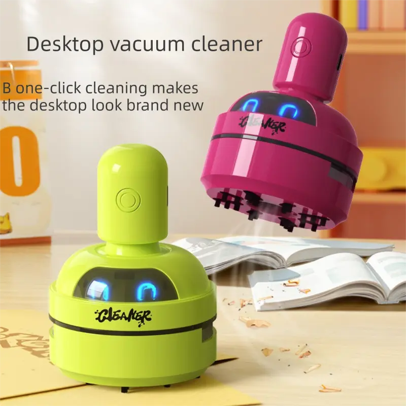 Red Compact Desktop Vacuum Cleaner – Rechargeable Mini Dust Collector for Eraser Shavings, Pencil Shavings, Paper Scraps, and Fine Debris Wholesale Hub