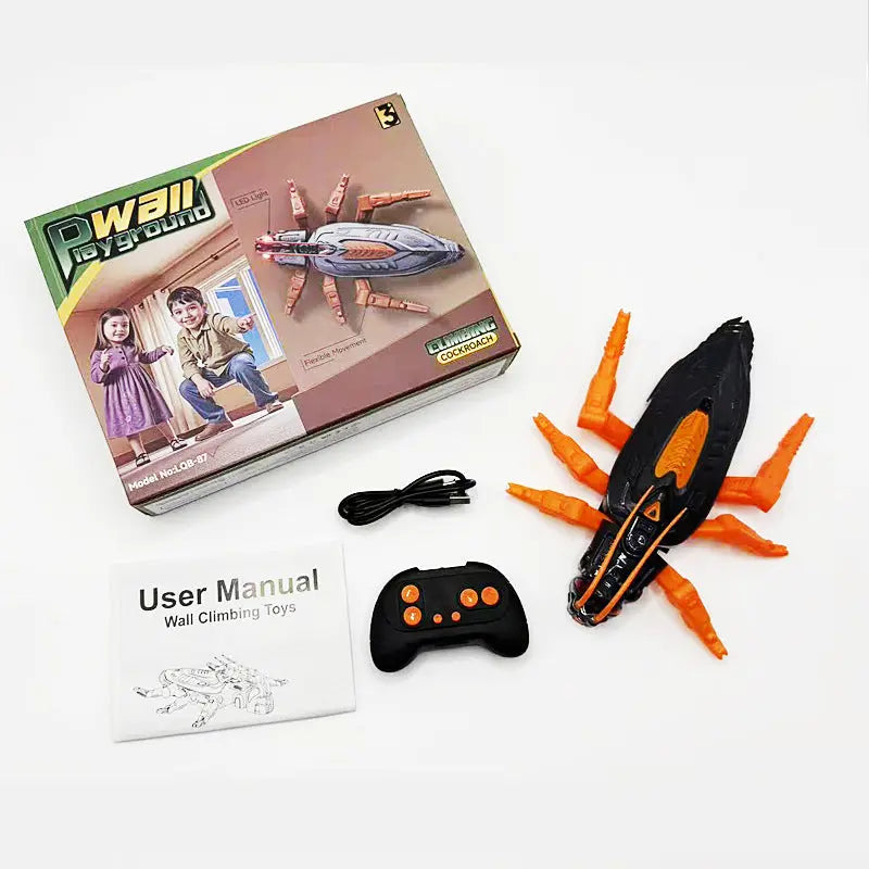 RC Wall Climbing Cockroach Toy Realistic Anti-Gravity Remote Control Bug 360 Stunt Rotation Rechargeable Prank Gift for Kids Wholesale Hub