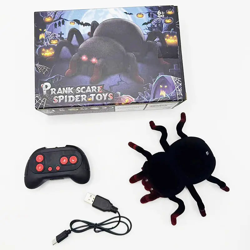RC Wall Climbing Spider Toy Realistic Fuzzy Tarantula Anti-Gravity Remote Control Prank Bug with LED Eyes Rechargeable Gift for Kids Wholesale Hub