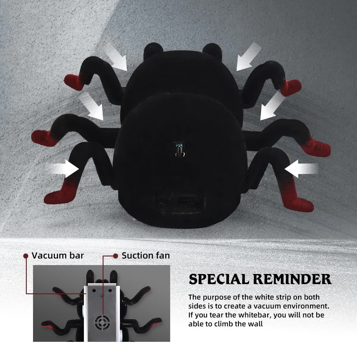 RC Wall Climbing Spider Toy Realistic Fuzzy Tarantula Anti-Gravity Remote Control Prank Bug with LED Eyes Rechargeable Gift for Kids Wholesale Hub