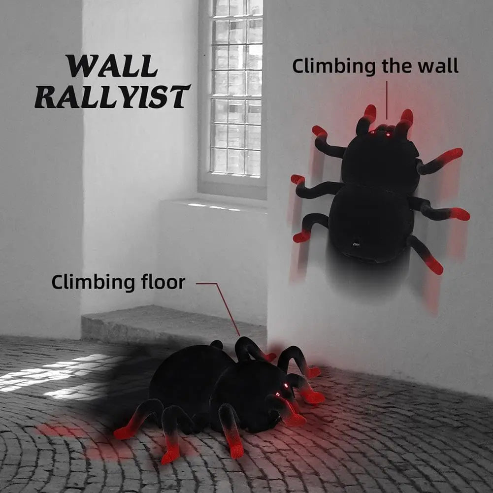 RC Wall Climbing Spider Toy Realistic Fuzzy Tarantula Anti-Gravity Remote Control Prank Bug with LED Eyes Rechargeable Gift for Kids Wholesale Hub