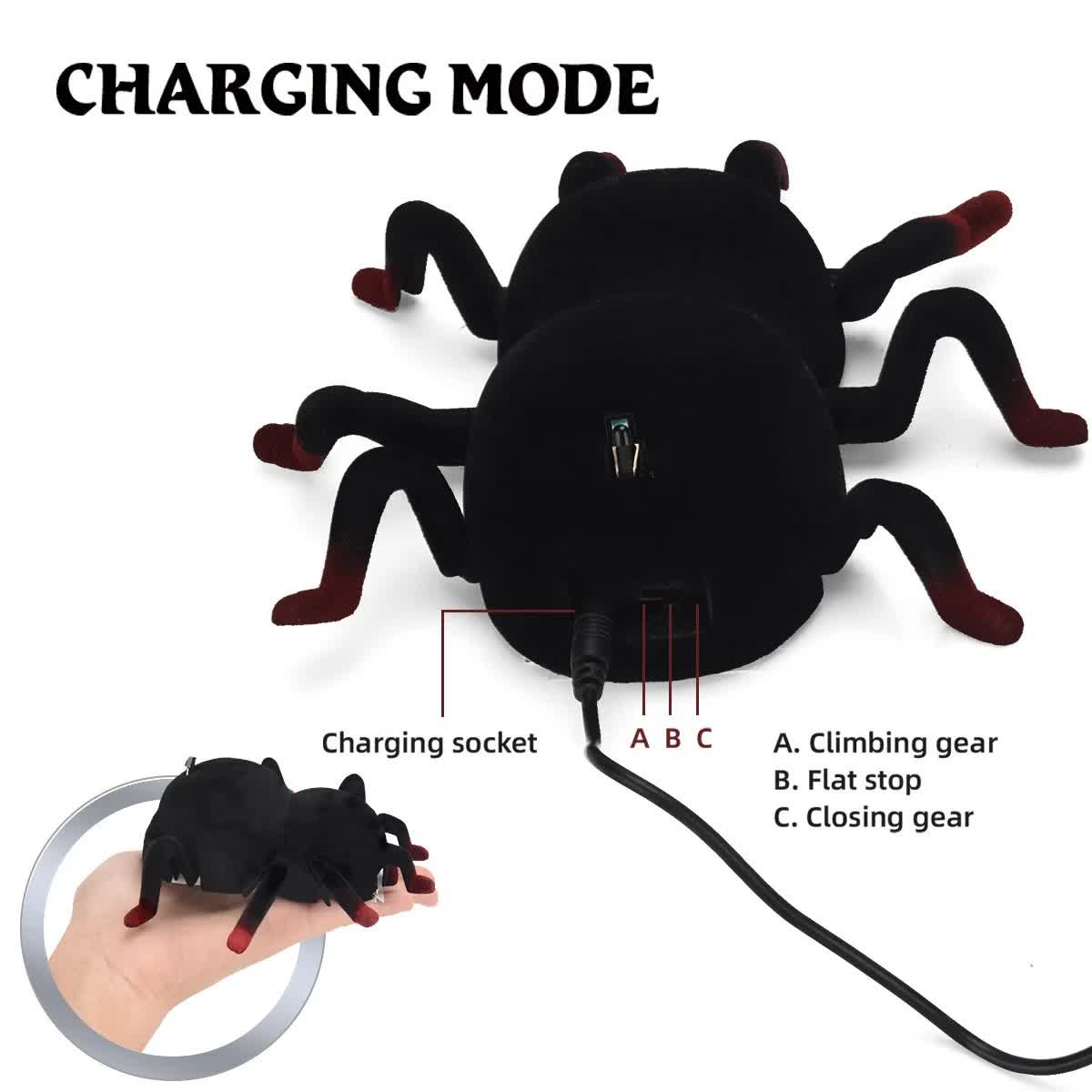 RC Wall Climbing Spider Toy Realistic Fuzzy Tarantula Anti-Gravity Remote Control Prank Bug with LED Eyes Rechargeable Gift for Kids Wholesale Hub