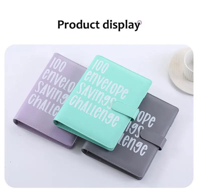 100 Envelope Savings Challenge Binder A5 Budget Planner Book PU Leather Cash Stuffing Money Organiser with Magnetic Closure & Tracker (Purple) Wholesale Hub