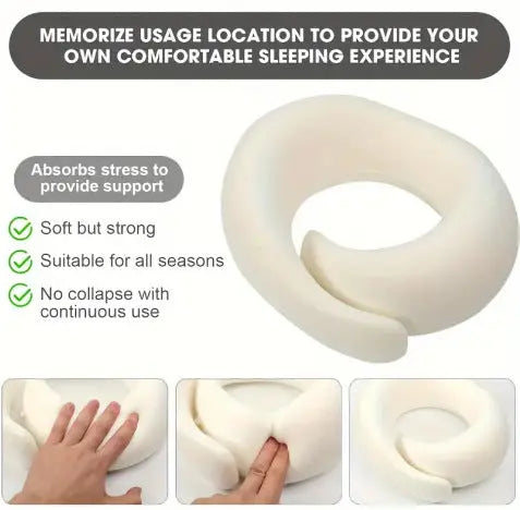 Memory Foam Travel Neck Pillow 360 Support Adjustable Snail Shape Chin Rest for Long Haul Flights Car & Office Portable with Storage Bag (Grey) Wholesale Hub