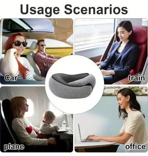 Memory Foam Travel Neck Pillow 360 Support Adjustable Snail Shape Chin Rest for Long Haul Flights Car & Office Portable with Storage Bag (Navy Blue) Wholesale Hub