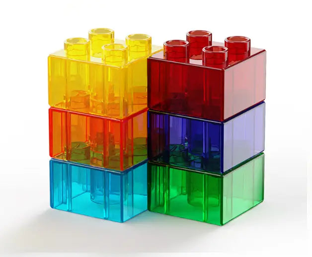 30pcs Large Building Blocks Transparent 2x2 Bricks Compatible Base Parts Educational Construction Toy for Kids Toddlers 6 Colours Mix Wholesale Hub