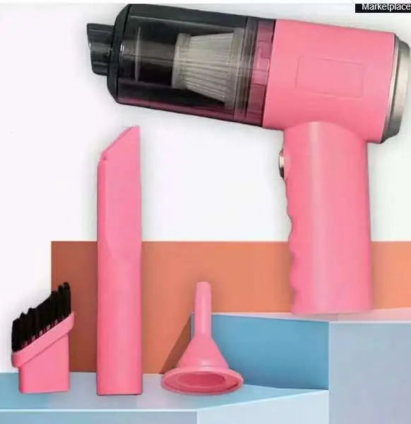 Pink 3-in-1 Portable Cordless Mini Vacuum Cleaner Handheld Air Duster & Blower USB Rechargeable Kit for Car Interior Home Office Keyboard Pet Hair Wholesale Hub