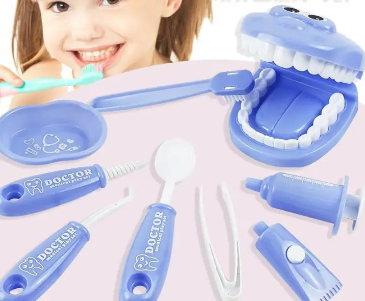 9 Piece Kids Dentist Pretend Play Set - Purple Educational Medical Kit with Teeth Model, Toothbrush & Tools - Oral Hygiene Learning Toy for Toddlers & Preschoolers Wholesale Hub