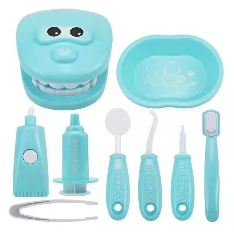 9 Piece Kids Dentist Pretend Play Set - Blue Educational Medical Kit with Teeth Model, Toothbrush & Tools - Oral Hygiene Learning Toy for Toddlers & Preschoolers Wholesale Hub