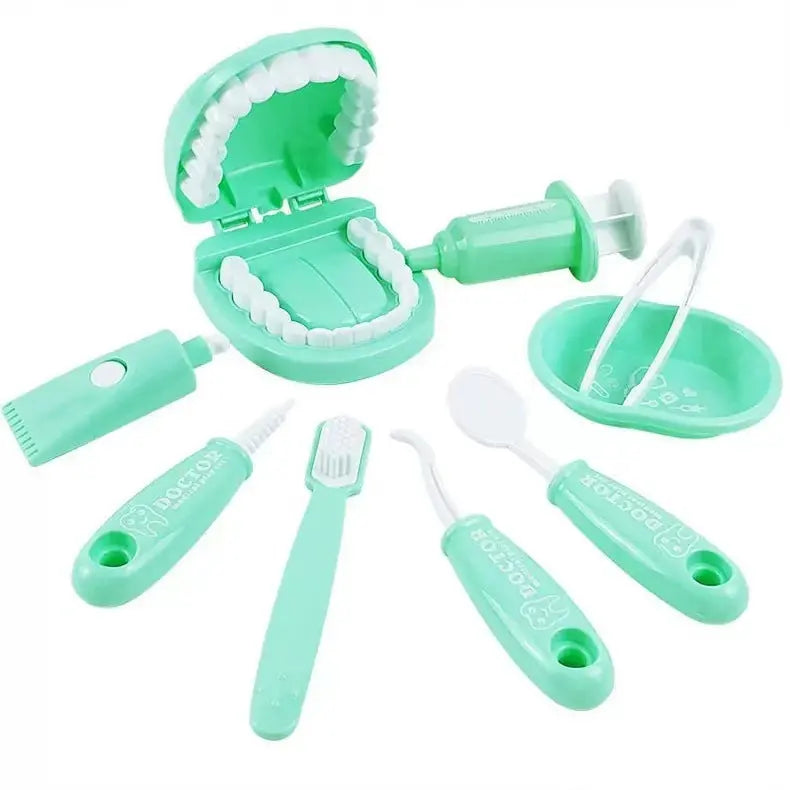 9 Piece Kids Dentist Pretend Play Set - Green Educational Medical Kit with Teeth Model, Toothbrush & Tools - Oral Hygiene Learning Toy for Toddlers & Preschoolers Wholesale Hub